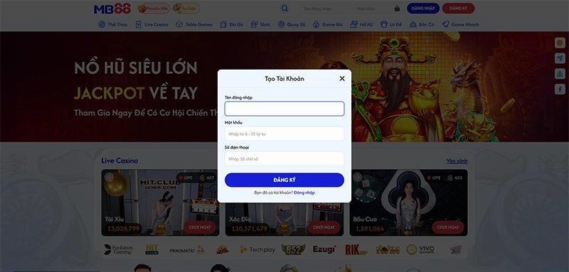 Đăng ký MB88 - Điền thông tin