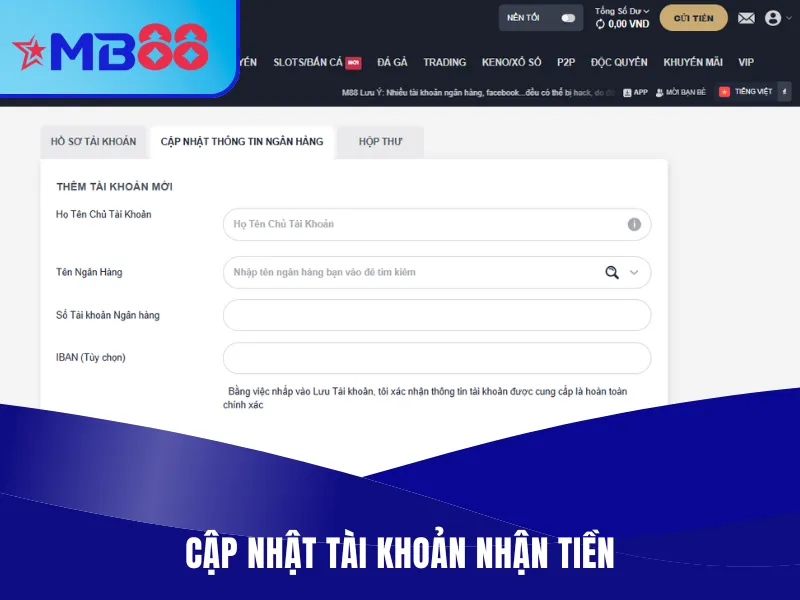 Hướng Dẫn Rút Tiền MB88 Thành Công Trong 1 Lần Duy Nhất Cập nhật tài khoản nhận theo hướng dẫn rút tiền