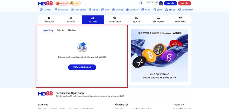 Rút tiền MB88 - Lựa chọn phương thức nhận tiền